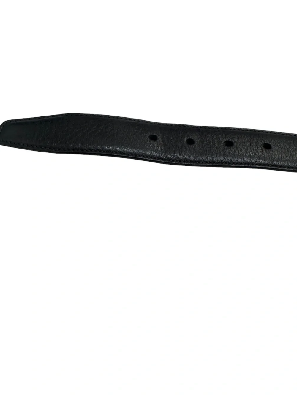 NORDSTROM MEN'S BLACK LEATHER BELT WITH SILVER TONE BRASS METAL SQUARE BUCKLE